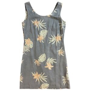 Luau Silk Tropical Floral Print Sleeveless Mini Dress Women's XS